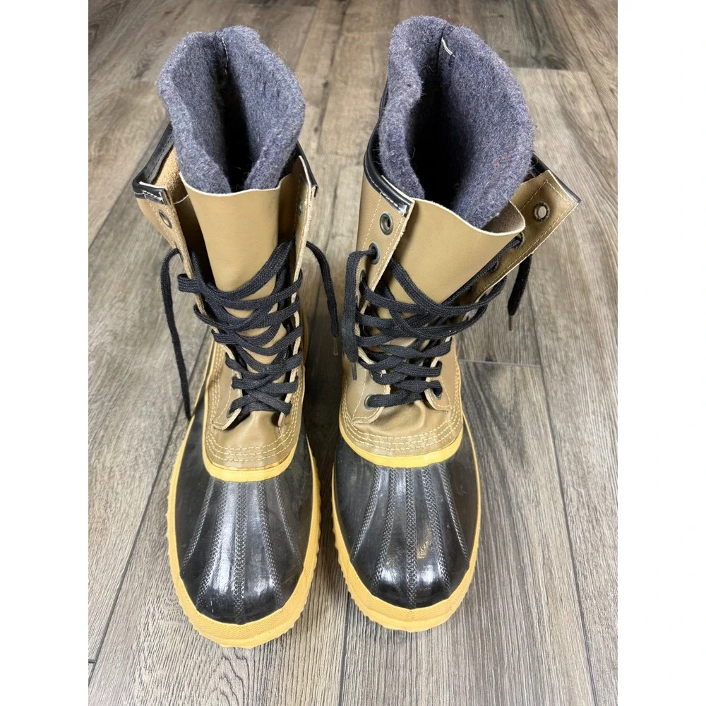 Sorel Vintage Caribou Pac Boots Tan Black Size 12 Winter Snow Waterproof Mens